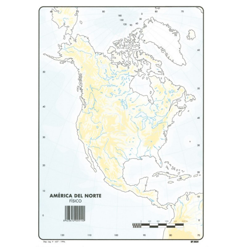 Mapa Mudo America Norte Fisico Papelería Tetuan 8370