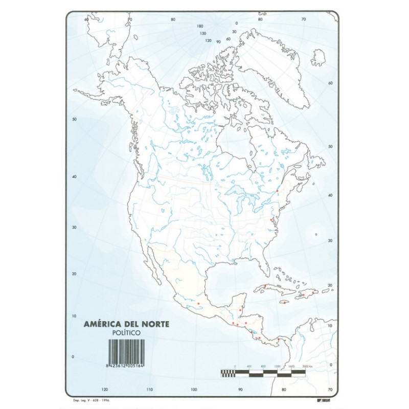 Mapa Mudo America Norte Politico Papelería Tetuan 9344
